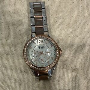 Fossil Women's Two-Tone Silver and Rose Gold Watch